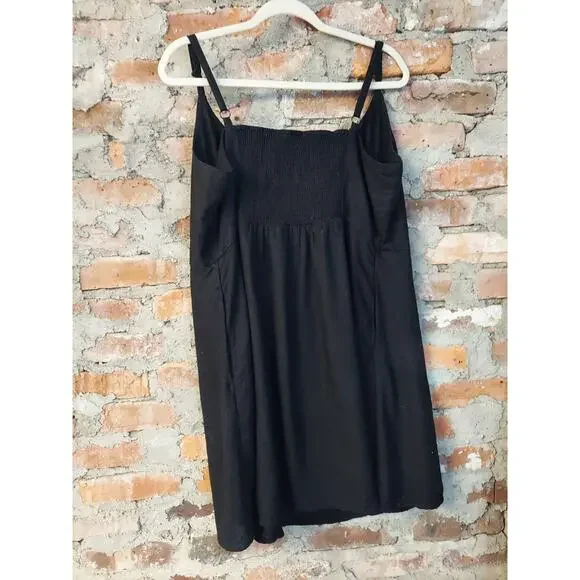 Old Navy Womens Plus Size 2X Sundress Tank Dress Black Linen Blend Smocked - Picture 4 of 4